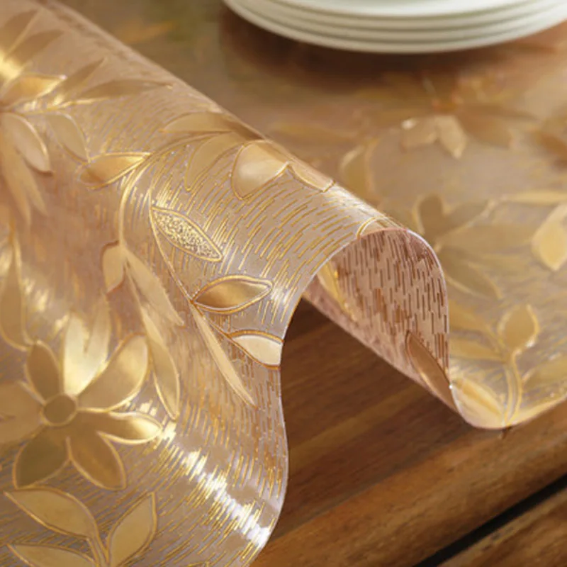 Водонепроницаемая скатерть с золотым узором прямоугольное защитное покрытие на