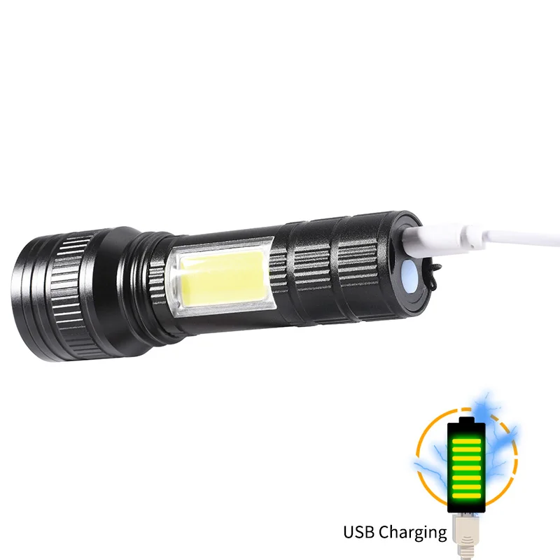 COBA T6 светодиодный фонарик водонепроницаемый перезаряжаемый через usb встроенный