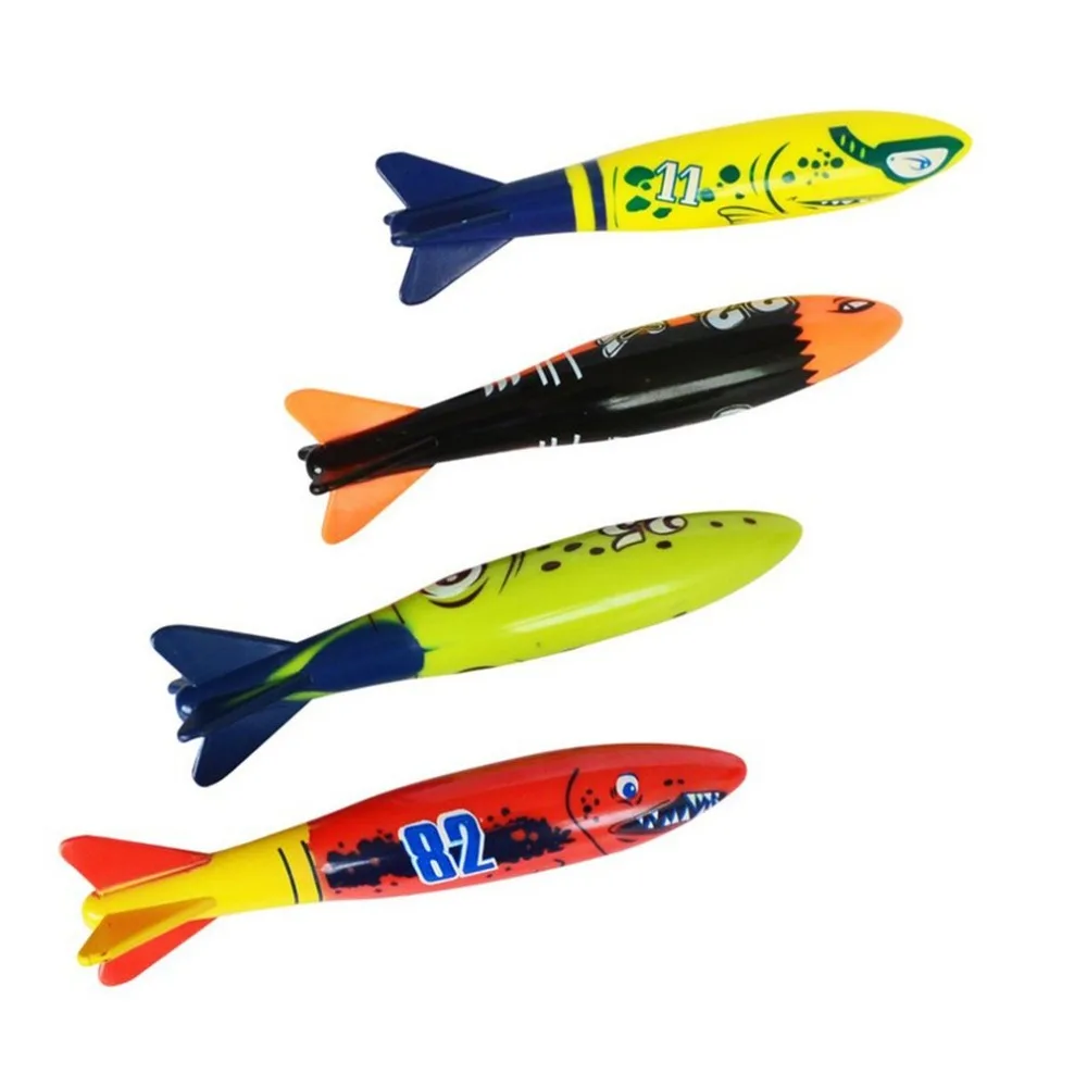 

2021 NEW 4Pcs/Set Diving Torpedo Underwater Swimming Pool Playing Toy Outdoor Sport Training Tool for Baby Kids Swimming Toy