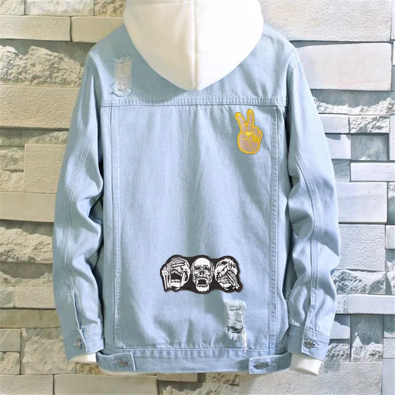 Вышивка патч Череп Аппликация в стиле панк для одежды аксессуары Железо На Патчи