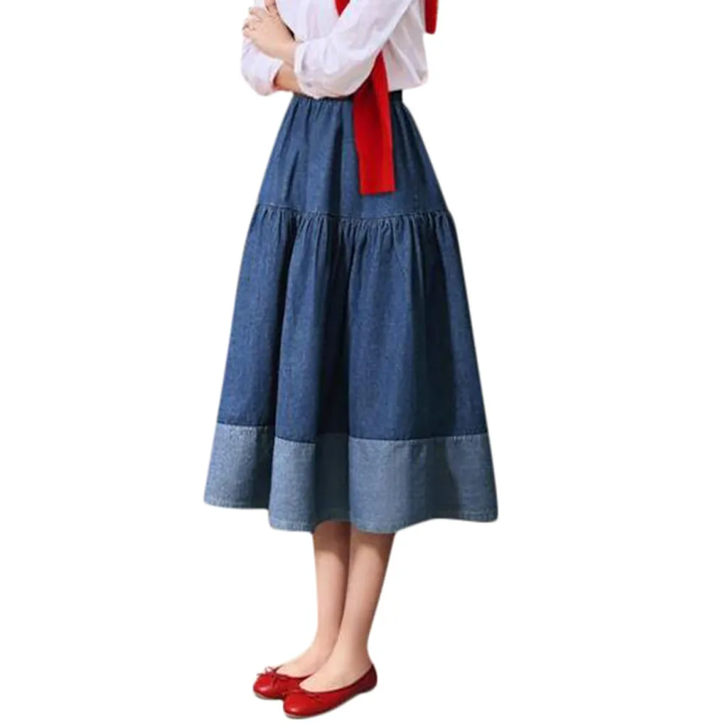 Летняя джинсовая женская юбка с высокой талией Женская Длинная элегантная