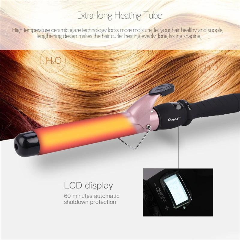 

19mm 25mm 32mm Diameter LCD Digital Hair Curler Automatic Ceramic Curling Iron Wand Wave Waver Fast Heating Magic Spiral Rollers
