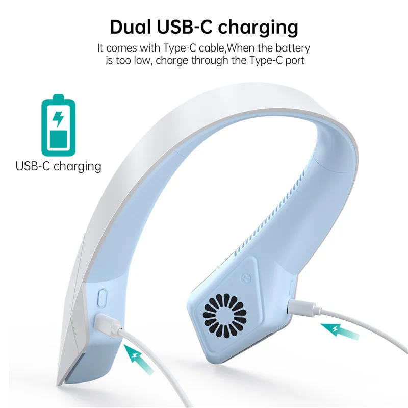 Xiaomi Портативный USB Перезаряжаемый шейный многофункциональный мини вентилятор с