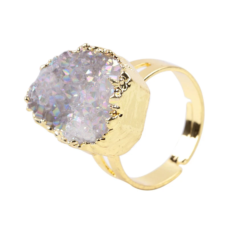 Новые Кольца M & G с натуральным кристаллом большие Регулируемые кольца модные