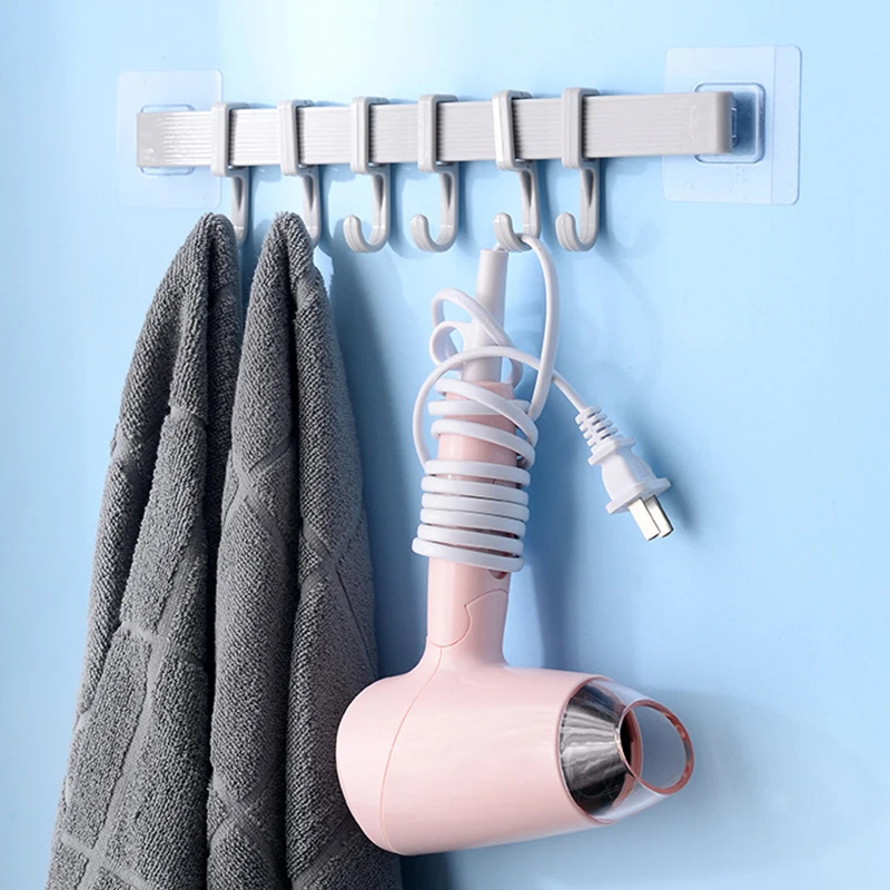 

New Multifunction Kitchen Storage Hook Holder 6 Hooks Wall Door Holder Hanger Rack Spoon Scoop Kitchen Accessories Organizer New