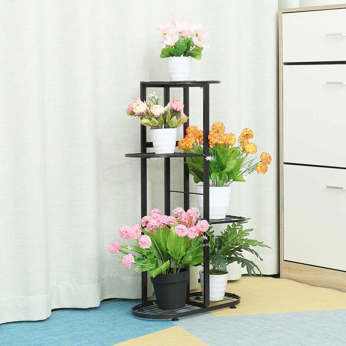 

5 Tier Metal Plant Stand Flower Rack Pot Storage Rack Display Shelf Storage Holder Home Indoor Outdoor Garden Plant Shelves