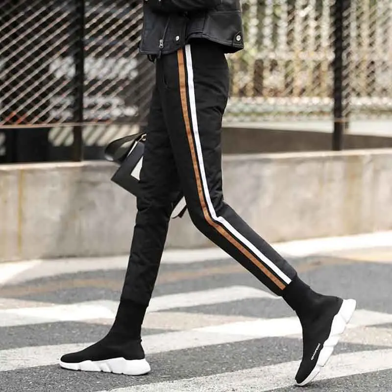 Повседневные теплые хлопковые брюки с эластичной резинкой на талии женские