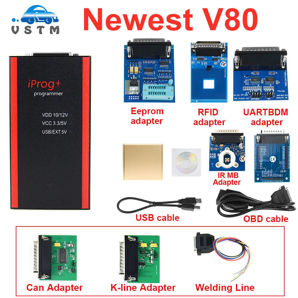 Iprog+ Iprog Pro V80 программист поддержка IMMO+ коррекция пробега+ сброс подушки безопасности до года Замена Carprog/Full/Digiprog