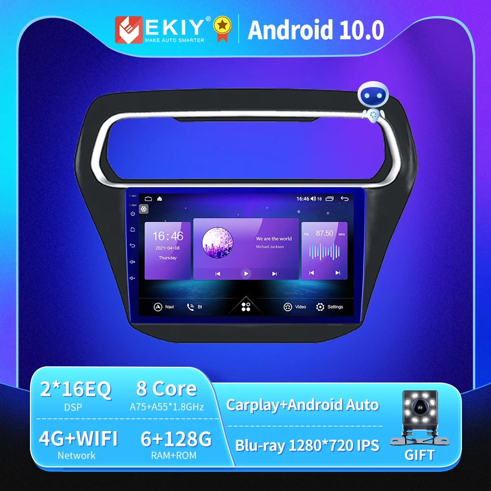 

EKIY Blu-Ray автомобильное радио для Ford Escort 2015-2018Android Автомобильный видео плеер навигация GPS стерео Мультимедиа Carplay плеер без DVD