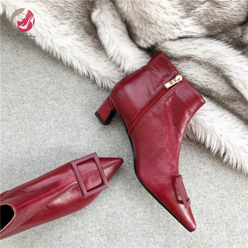 Женские винтажные ботильоны из конской шкуры ботинки натуральной кожи на