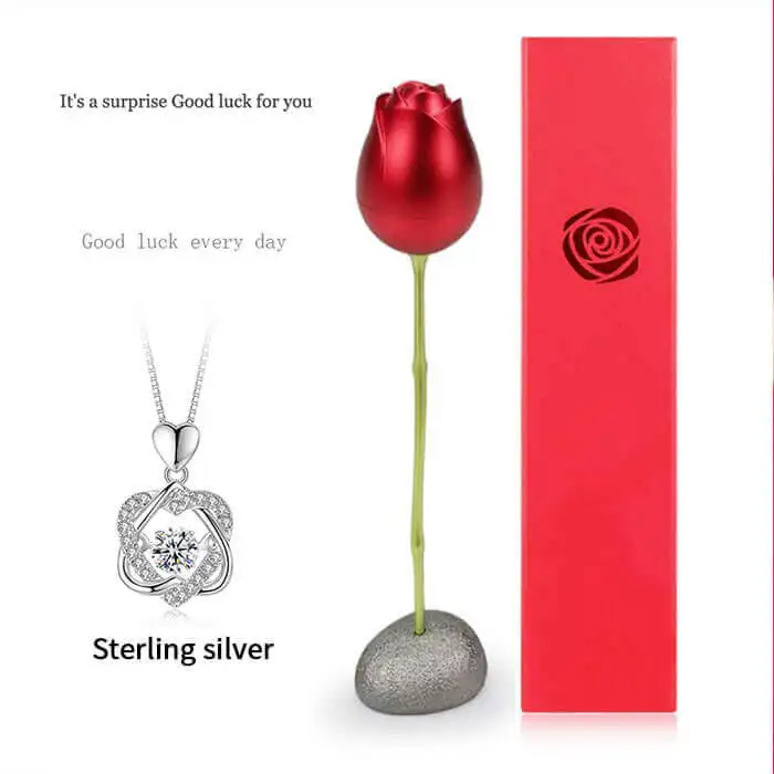 Ожерелье в форме сердца с розовым цветком подарочной коробке | Дом и сад