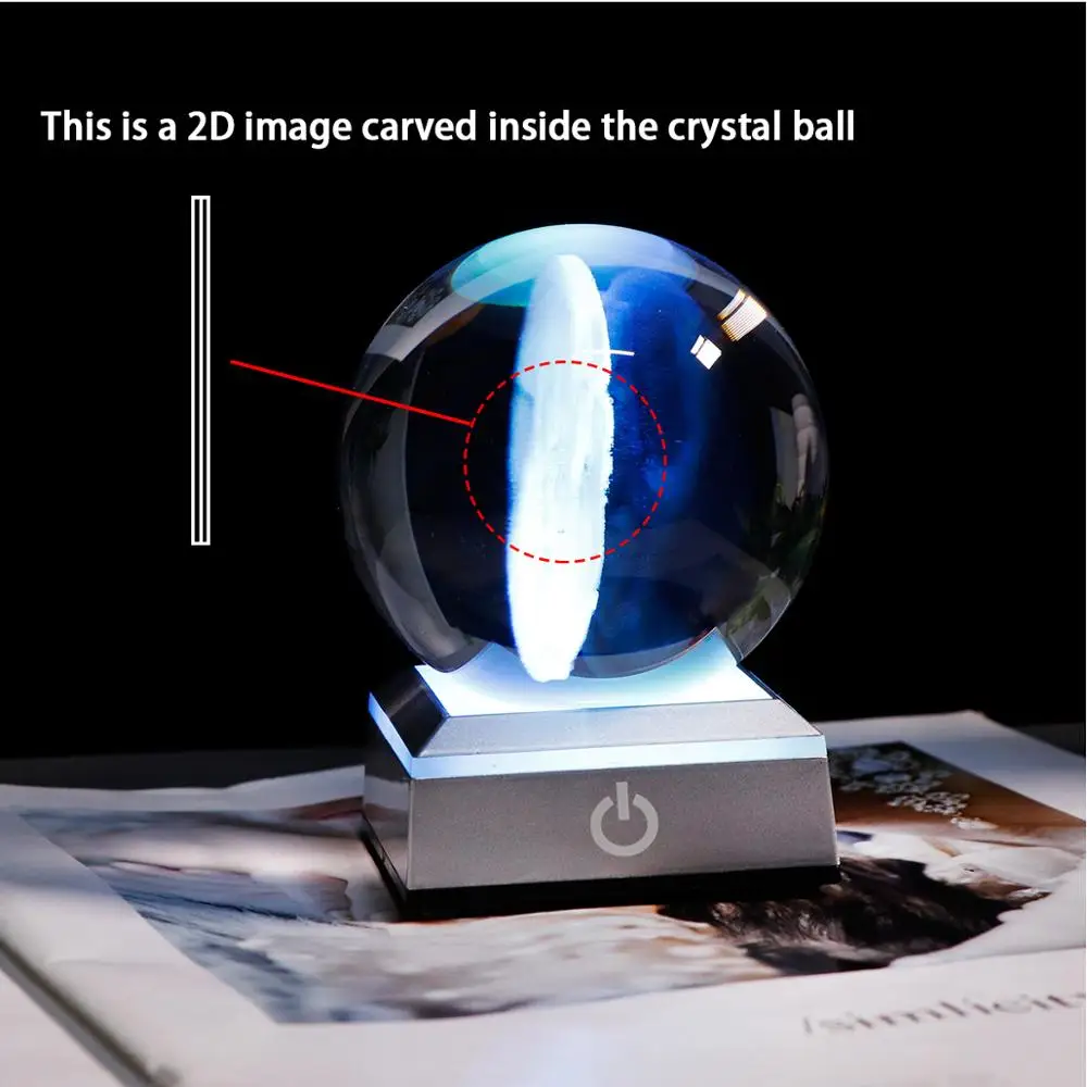 Персонализированный фото шар 2D лазерная гравировка K9 хрустальный с оссветильник