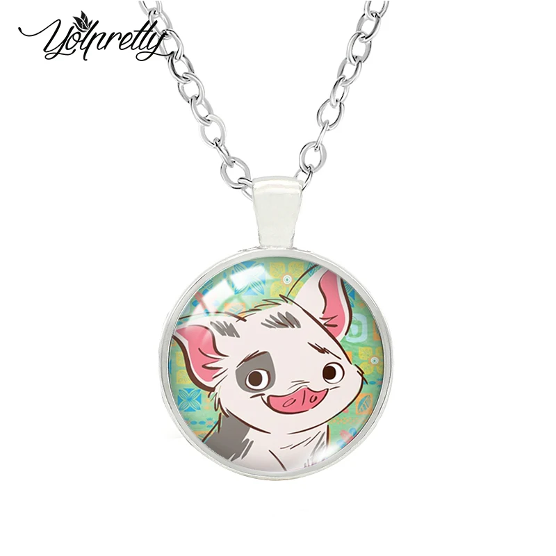 2021 Новое ожерелье из искусственной кожи с круглым рисунком мультфильма Моана -