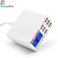 cinkeypro led display usb charger for iphone ipad samsung quick charge 3 0 6 ports fast charging 5v8a travel adapter universal