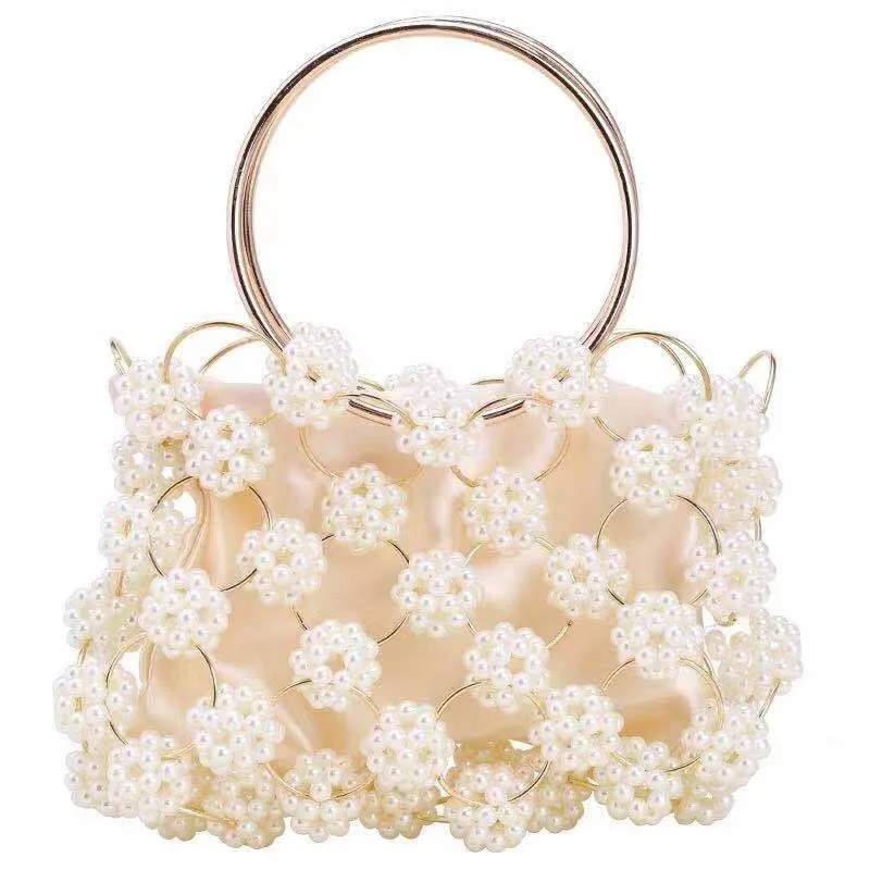 

Pearl Bag Handmade Vintage EVA Beaded Fashion Banquet Party Shoulder Bag Female 2021 Wedding Bags Luxury Women's Totes Handbag