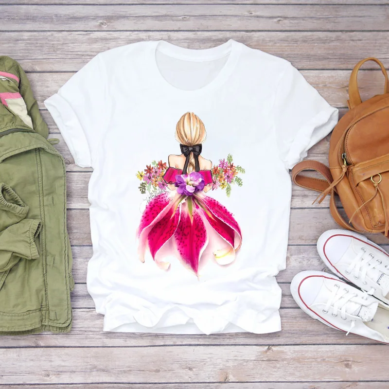 

Women Love Cartoon Fashion Sweet 90s Style Cute Print Lady T-shirts Top Womens Stylish T Shirt Ladies Summer Tee T-Shirt