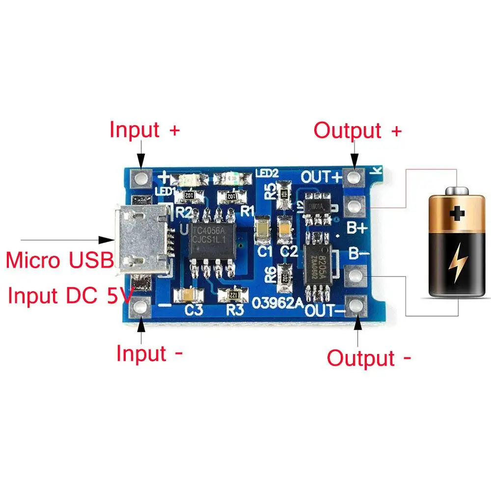 Зарядная плата TP4056 5 В 1 А Micro USB 18650 для литиевых батарей защитный модуль зарядного