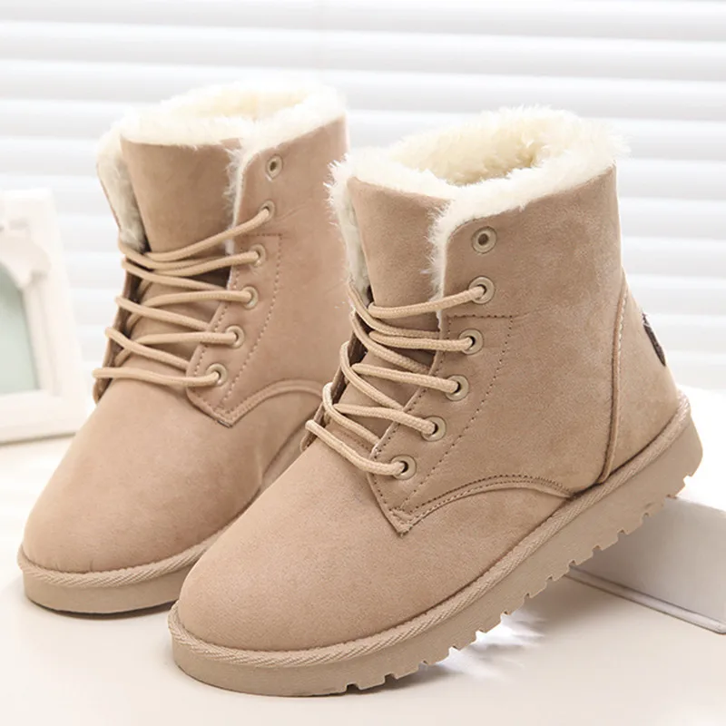 

Classic Women Winter Boots Suede Ankle Snow Boots Female Warm Fur Plush Insole High Quality Botas Lady Lace-Up Footwear 833