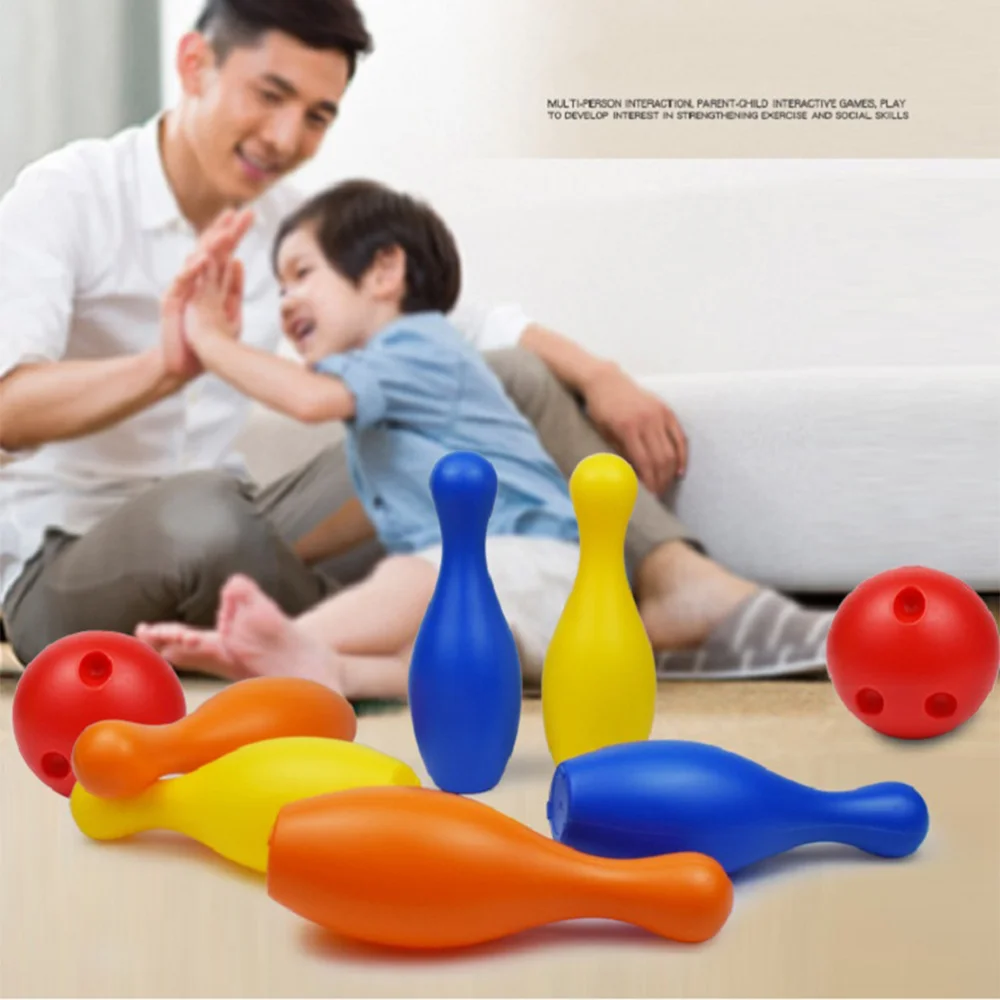 

Children Bowling Leisure Sports Entertainment Bowling Funny Bowling Set (Height 19cm, 1pcs Ball, 6pcs Bottles, 2