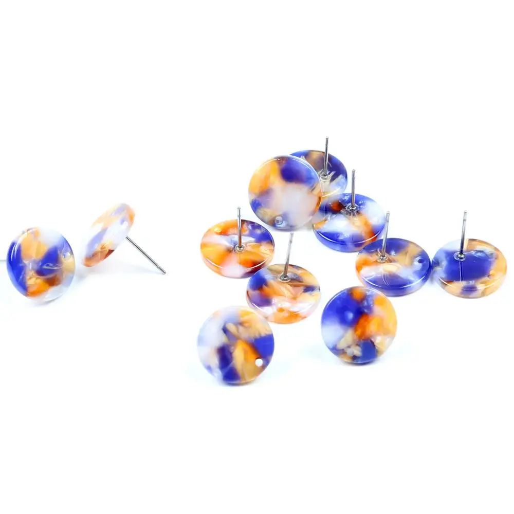 New Fashion Tortoise Shell Stud Earrings Acetate Acrylic Earring for Women Round Circle Studs Boho Ohrringe findings 15mm | Украшения и