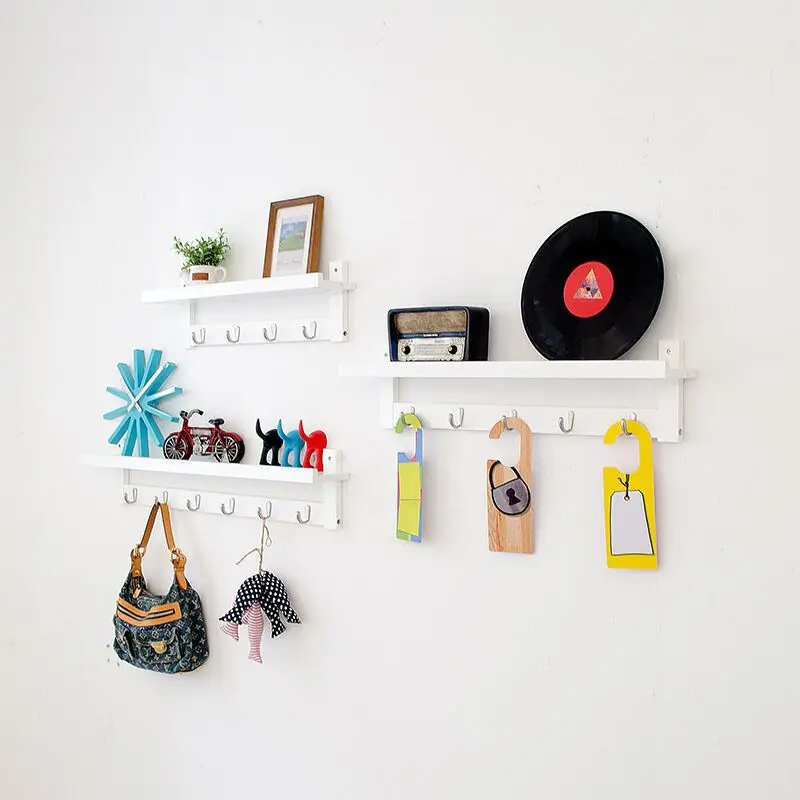 Бытовая настенная полка креативная бамбуковая вешалка для пальто крючок |