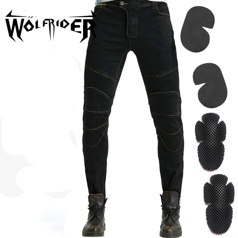 Summer Men Old cow Motorcycle Riding Pants Moto Jeans Protective Pants Motocross Racing Denim Jeans