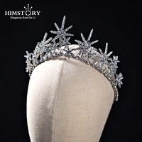 himstory bling rhinestone snowflke headband tiaras hairband royal bridal wedding dressing crown accessory for woman