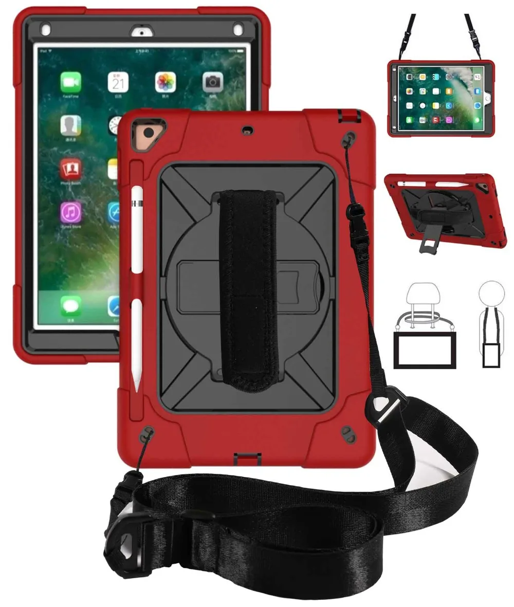 Для Coque iPad Air 2 чехол 3 слоя сверхпрочный Прочный противоударный силиконовый ремешок чехол-подставка для iPad Air 2 9,7 чехол