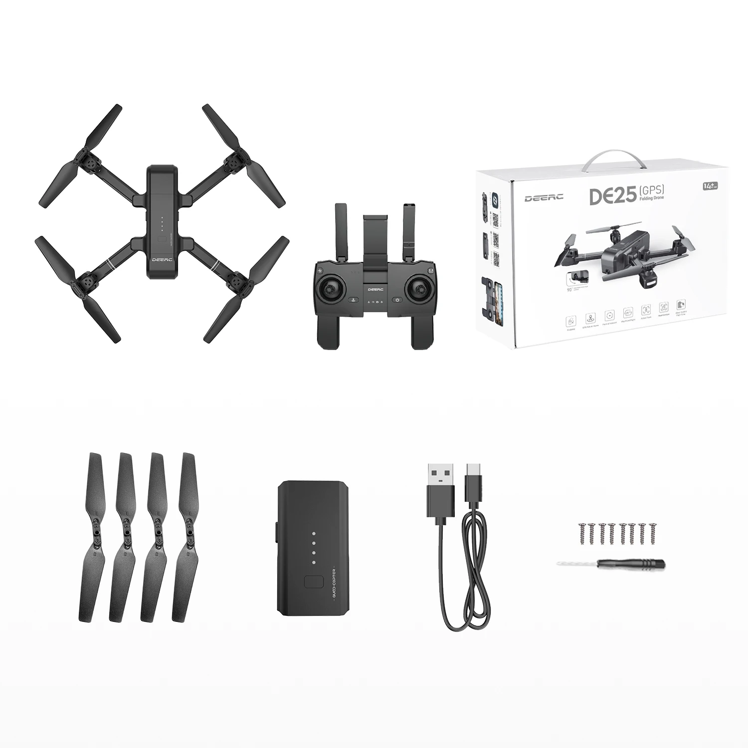 Белый DEERC DE25 Дрон gps ГЛОНАСС FPV wifi RC Дроны с камерой Full HD 1080P Профессиональный gps Квадрокоптер - Цвет: Белый