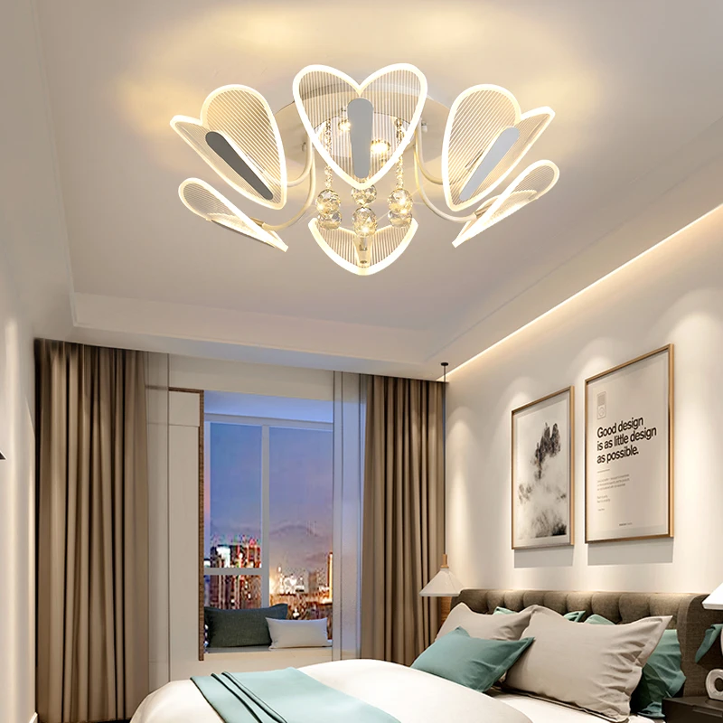Modern heart-shaped crystal LED ceiling light living room decor lighting master bedroom dining lamp | Лампы и освещение