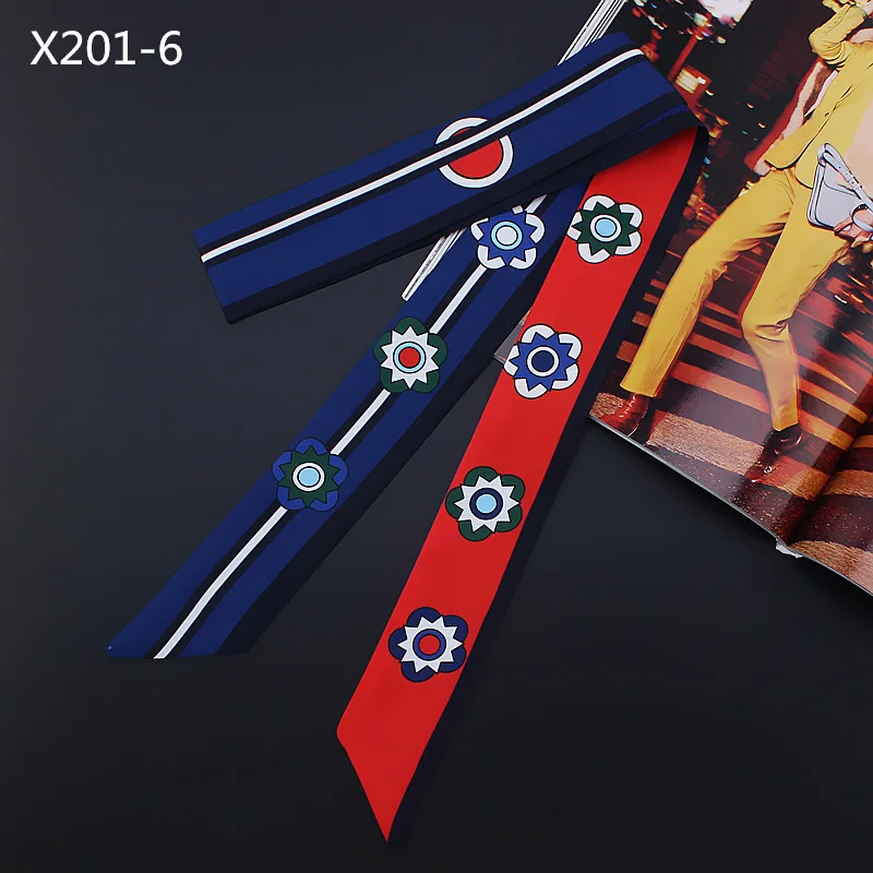

120cm new lengthened flower tie bag small ribbon women fashion women imitation silk scarf headband Decorative wrist bands