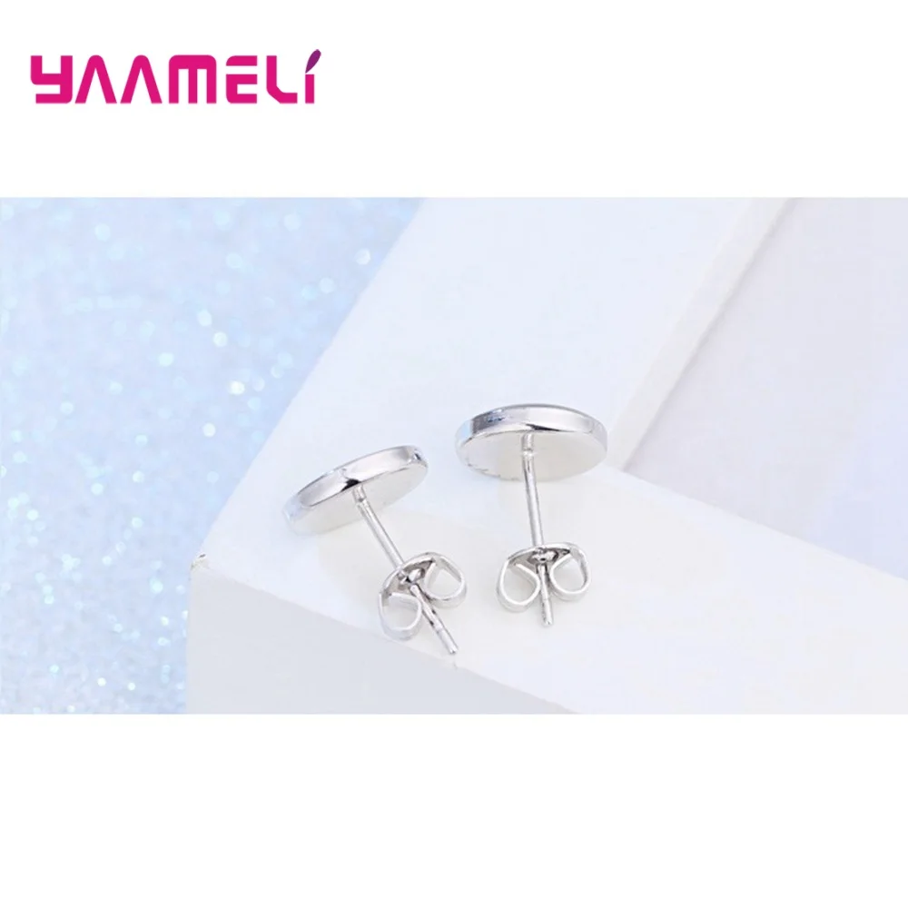 7 мм 9 Диаметр черные эмалированные серьги-гвоздики унисекс S925 Стерлинговое