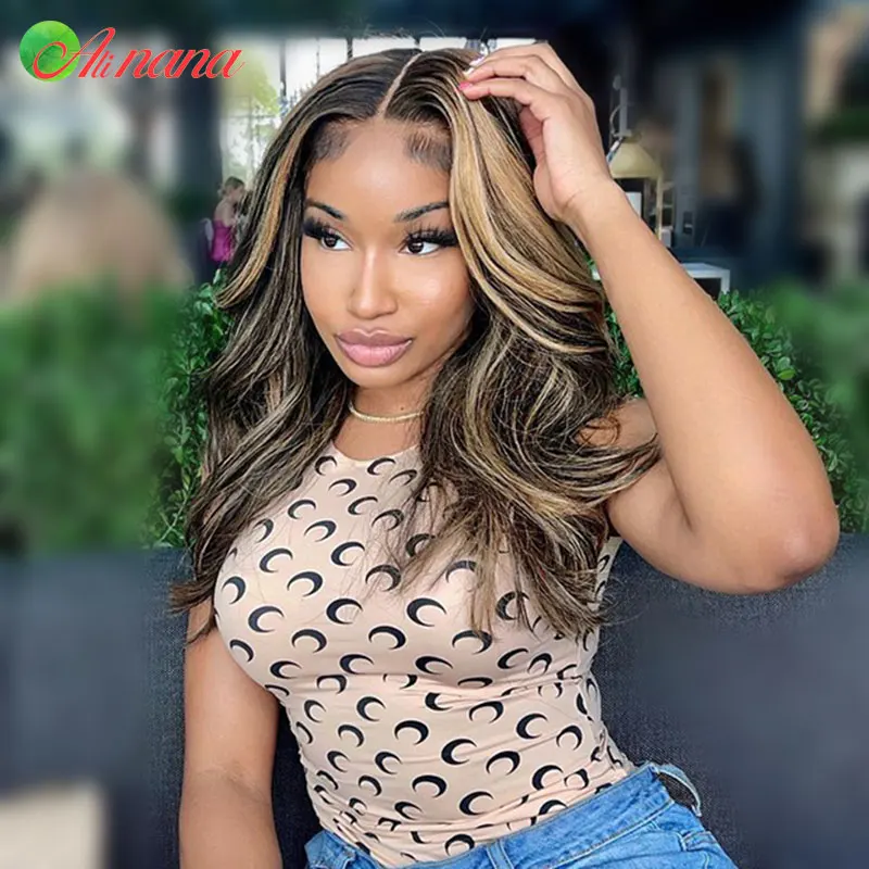 Перуанские прямые парики блонд цвет 2/27 человеческие волосы волнистые 13x4