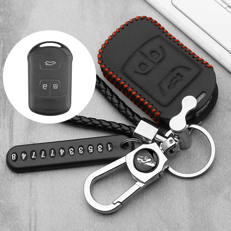 Кожаный чехол для автомобильных ключей Chery Tiggo 3 5 ARRIZO 7 E3 E5 бонус кнопки смарт-чехол