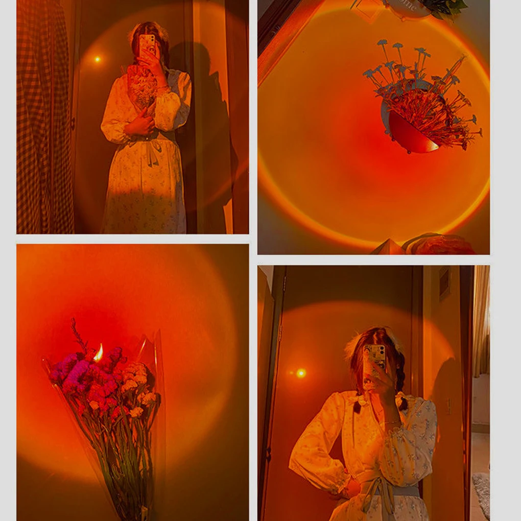 

NEW Remote Control RGB Sunset Projection Lamp Rainbow Atmosphere Led Light For Home Bedroom Shop Background Wall Decoration