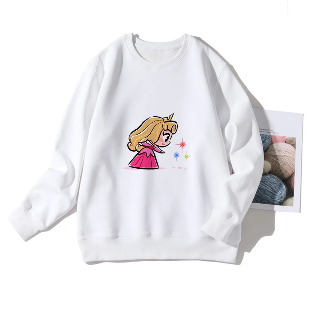 

Disney Princess Sweatshirts Pullover Hoodie Kawaii Clothes Long Sleeve Casual Loose Coat Sport Top for Girl White Comfort Y2K