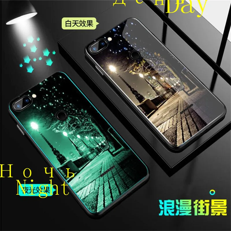 Luminous Tempered Glass Case For Xiaomi Mi A2 Lite Glow Back Cover Redmi 6 6A Pro Silicone | Мобильные телефоны и