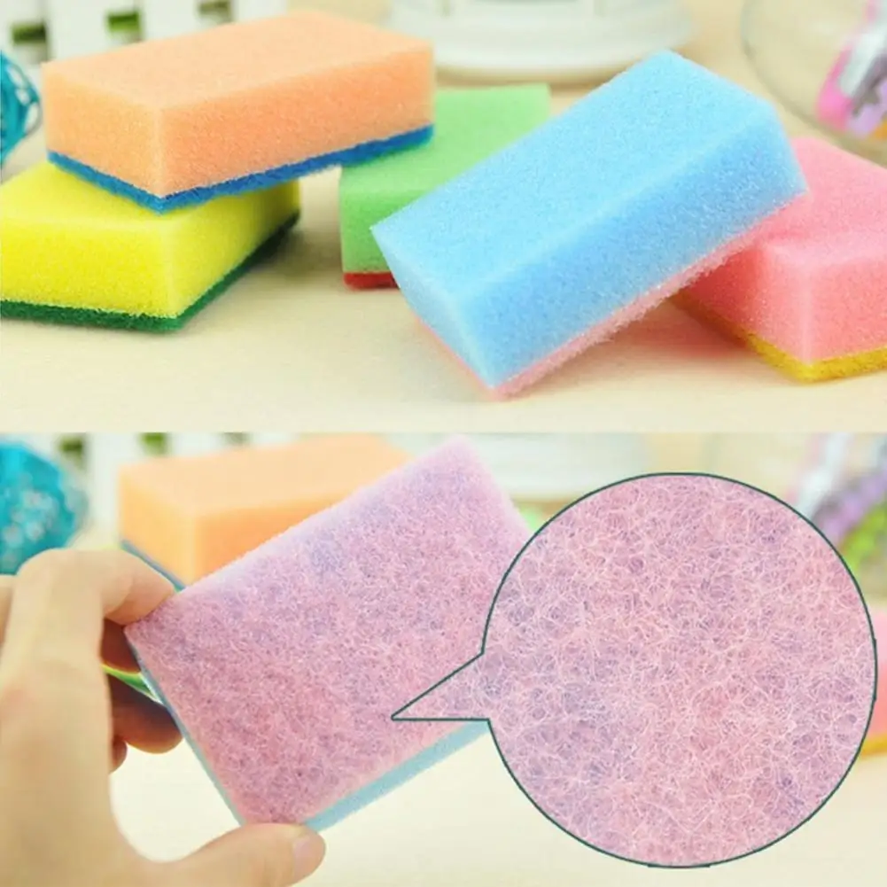 

5pcs Sponge Scouring Pads Kitchen Sponges Cleaner Tool Dish Household Cleaning Color Sponges Wash Random T3D9