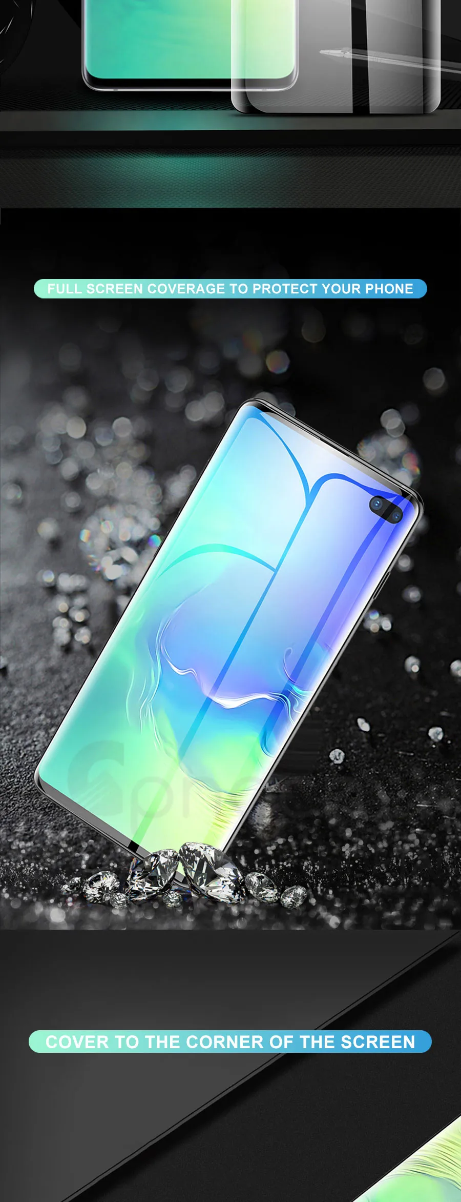 100D полное изогнутое покрытие из закаленного стекла для samsung Galaxy S10 S9 S8 Plus S10e S7 Edge Note 8 9 10 Pro Защитная пленка для экрана