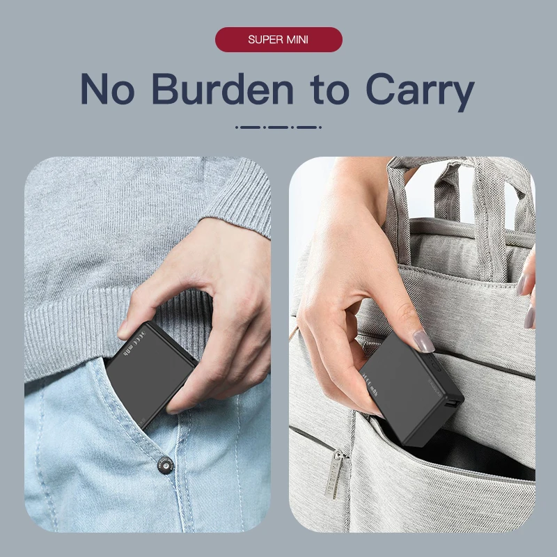 kuulaa super mini power bank 5000mah portable charging 5000 mah power bank usb external battery charger for xiaomi poco x3 pro free global shipping