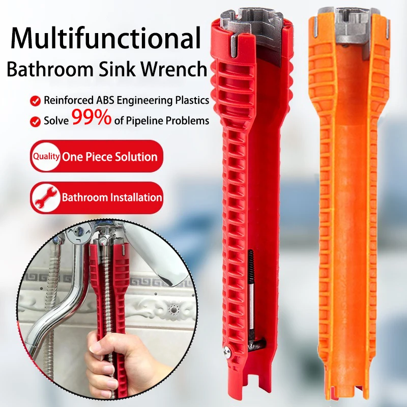 

8 In 1 Flume Wrench Sink Faucet Key Plumbing Pipe Wrench Anti-slip Kitchen Repair Plumbing Tool Bathroom Wrenches Sets