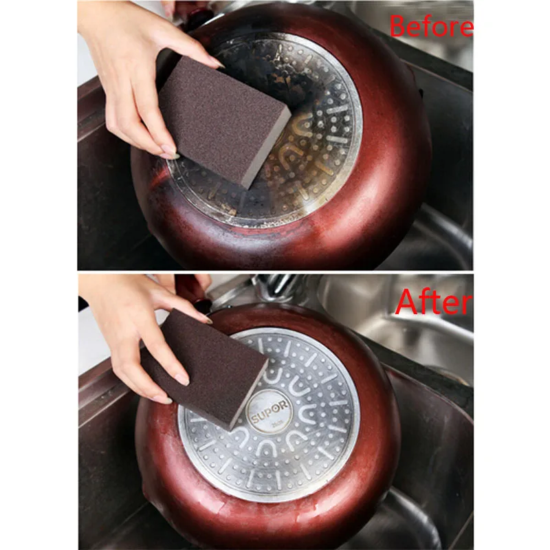 1pcs Sponge Microfiber Napkins Cleaning Swab towel Clean For The Kitchen Magic Rub Pot Rust Stains 100*70*25mm|Чистящие салфетки| |
