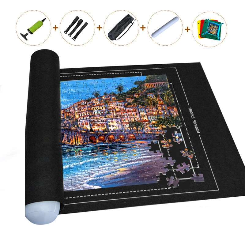 Professional Puzzle Roll Mat Blanket Felt Mat up to 1500/2000/3000 Pieces Accessories Puzzle Portable Travel Storage Bag