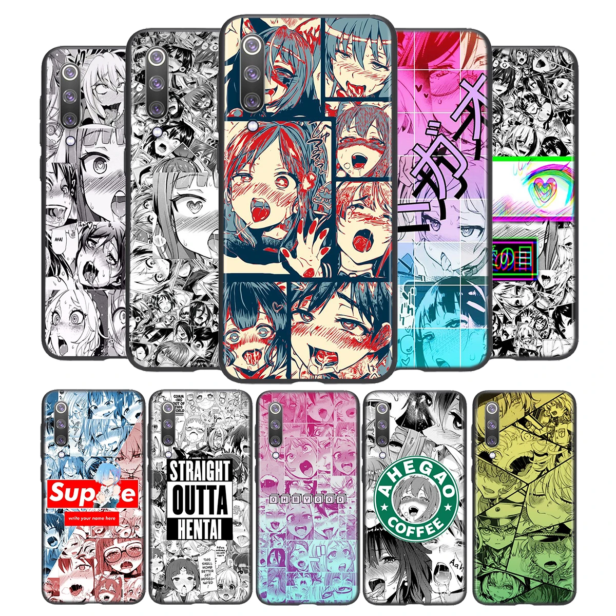 

ahegao manga girl For Xiaomi Mi 10T 10i 9T 9 11i 11 Note 10 Ultra Lite Pro 5G SE Soft TPU Funda Capa Black Phone Case