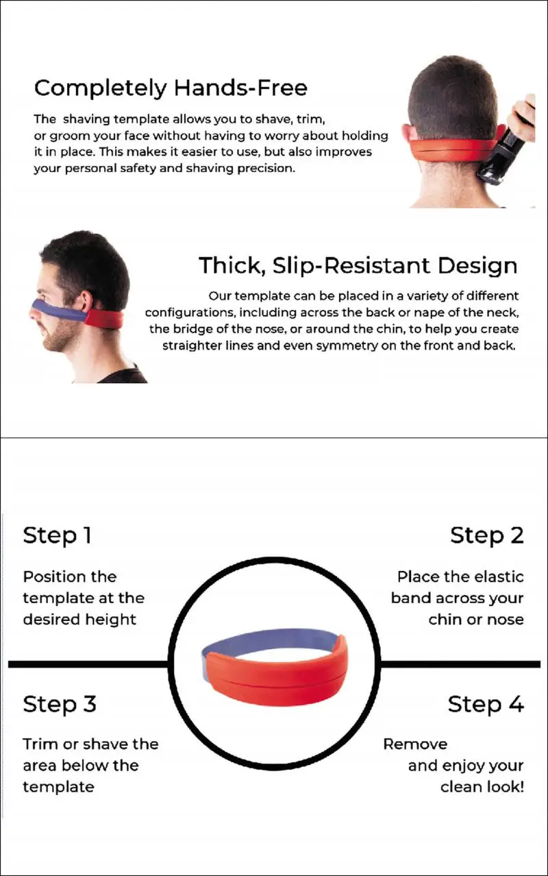 

Neckline Shaving Template And Hair Trimming Guide Barber Style DIY Hands-Free Cut Trim And Shave Use For Straight Lines TSLM1