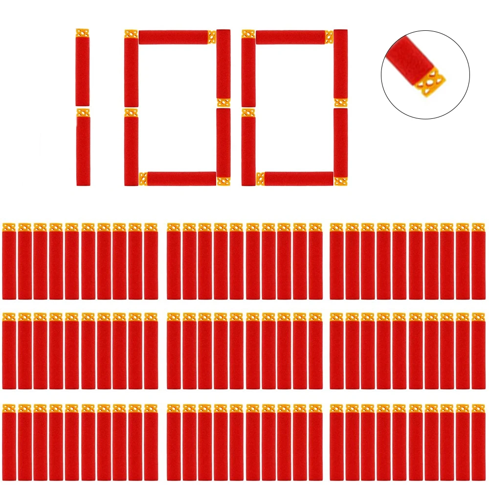 

Red 100PCS EVA Hollow Out Soft Head 7.2cm Dart Refill for Toy Gun Bullets for Nerf Series Xmas Toy Gun Accessories Kids Toy