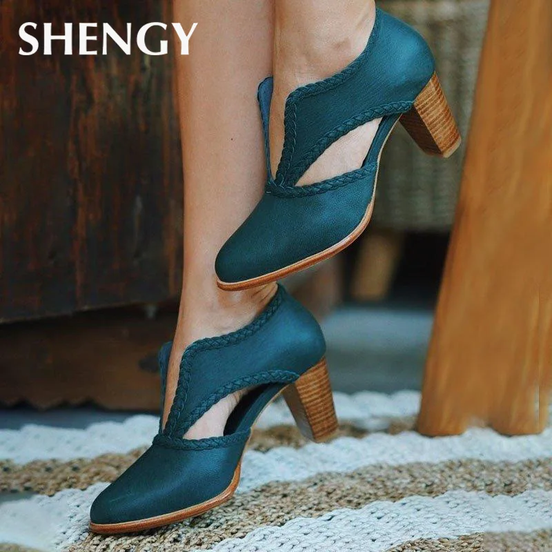 Женские босоножки на высоком каблуке сандалии квадратном с прострочкой лето