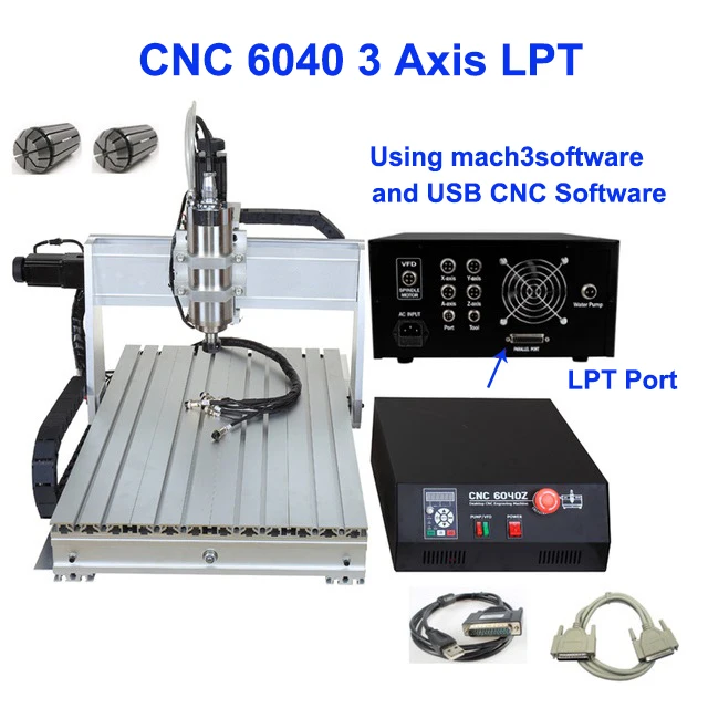 CNC6040 3Axis LPT ЧПУ 6040z 2.2KW 4 оси Фасонная фреза по металлу USB фрезерный гравер машина для резки по дереву, Алюминий DIY резьба стабильный независимых езды на автомобиле - Цвет: CNC6040 3Axis LPT
