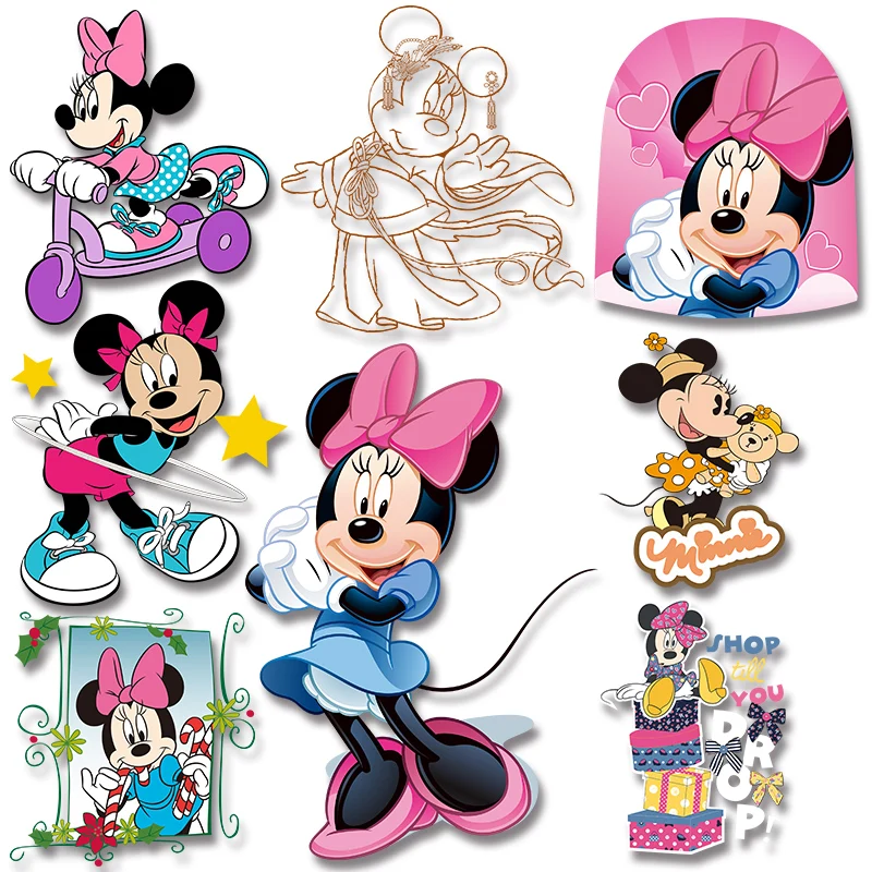 Disney Brand Various styles of Minnie cartoon pictures cloth patches Heat Transfer PVC Patch firm and fadeless  stickers