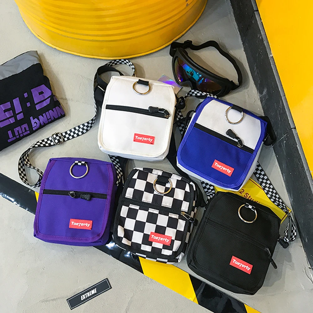 

Women Canvas Bag Hong Kong Style Harajuku Style Contrast Color Small Bag Korean Style Fashionable Casual Messenger Shoulder Bags